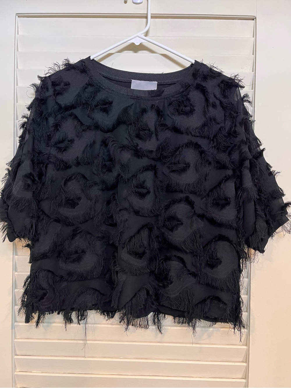 Anthropologie Chloe Rivers black textured top SZ M